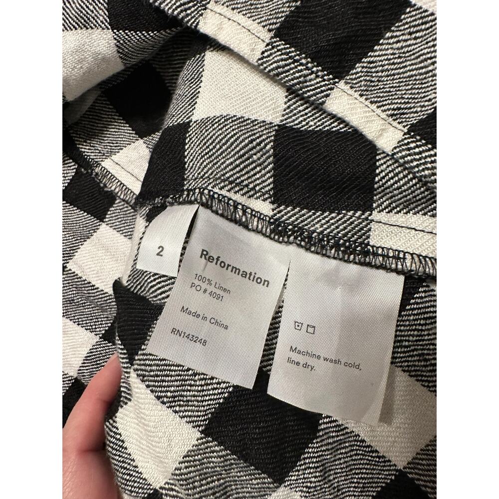 Reformation Hattie Off the Shoulder Women's Linen Plaid Dress Gingham Size 2 - Picture 5 of 10